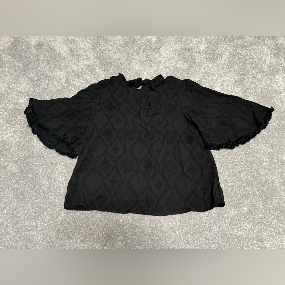 NEW w/ tags THML Black Tie Back Jacquard Top, size M